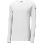 NIKE Dri-FIT COTTON/POLY LONG SLEEVE TEE - White - XS