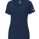 NIKE Dri-FIT COTTON/POLY SCOOP NECK LADIES' TEE - College Navy - 2XL