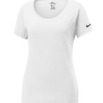 NIKE Dri-FIT COTTON/POLY SCOOP NECK LADIES' TEE - White - 2XL