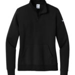 NIKE CLUB FLEECE SLEEVE SWOOSH LADIES' 1/2 ZIP - Black - L