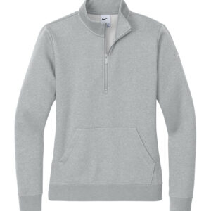 NIKE CLUB FLEECE SLEEVE SWOOSH LADIES' 1/2 ZIP - Dark Grey Heather - 2XL