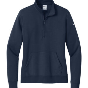 NIKE CLUB FLEECE SLEEVE SWOOSH LADIES' 1/2 ZIP - Midnight Navy - 2XL