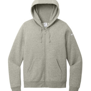 NIKE CLUB FLEECE SLEEVE SWOOSH LADIES' FULL ZIP HOODIE - Dark Grey Heather - 2XL